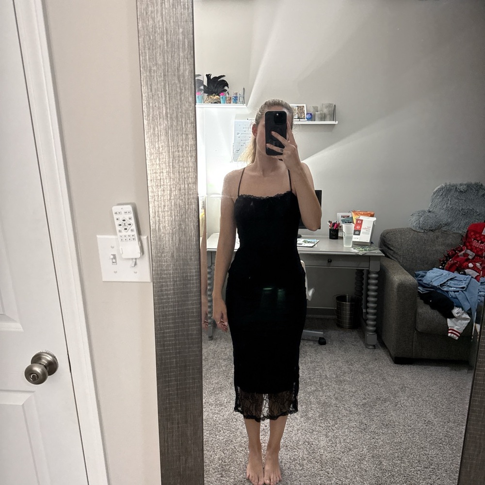 Hello Molly Black Lace Midi Dress